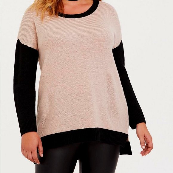 Colorblock Hi-Lo Tunic Sweater - Picture 1 of 7